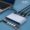 BENFEI USB-C HUB 12v1: HDMI, USB 3.0, SD/TF čtečka, Ethernet a audio (šedá)