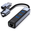 BENFEI USB-C/USB 3.0 Adaptér 2v1: Gigabit Ethernet a USB port (šedý)
