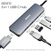 BENFEI USB-C HUB 5v1: HDMI, USB 3.0 a Power Delivery (šedý)