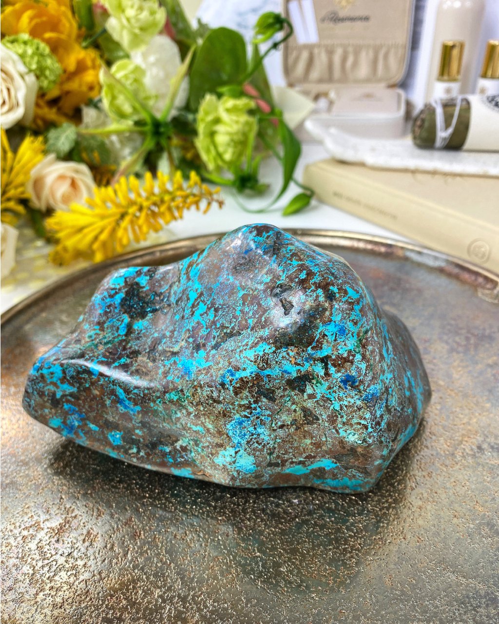 Polodrahokam chryzokol, shattuckit, malachit 957g