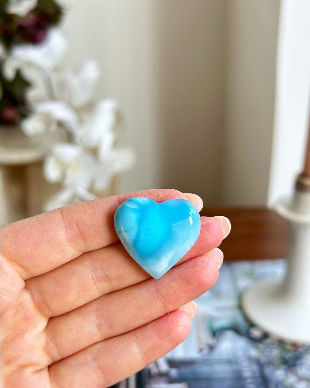 Polodrahokam Larimar srdíčko Dominikánská rep. 11g