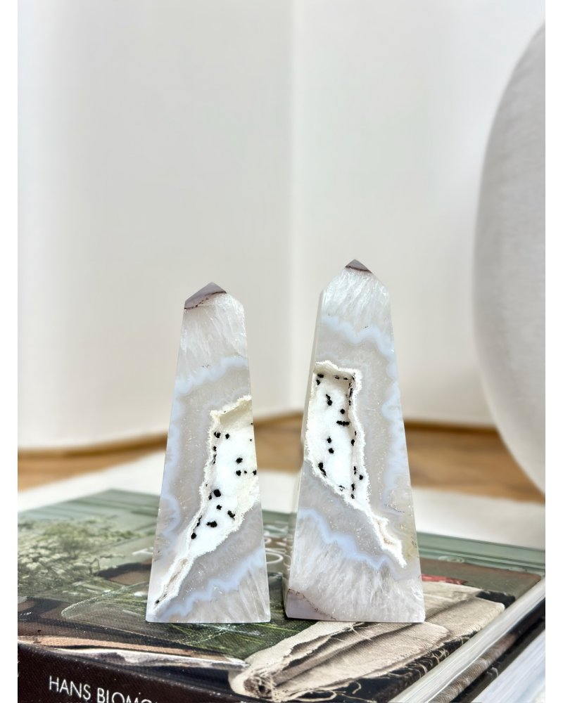 Achátový obelisk párový set 2ks Brazílie 645g