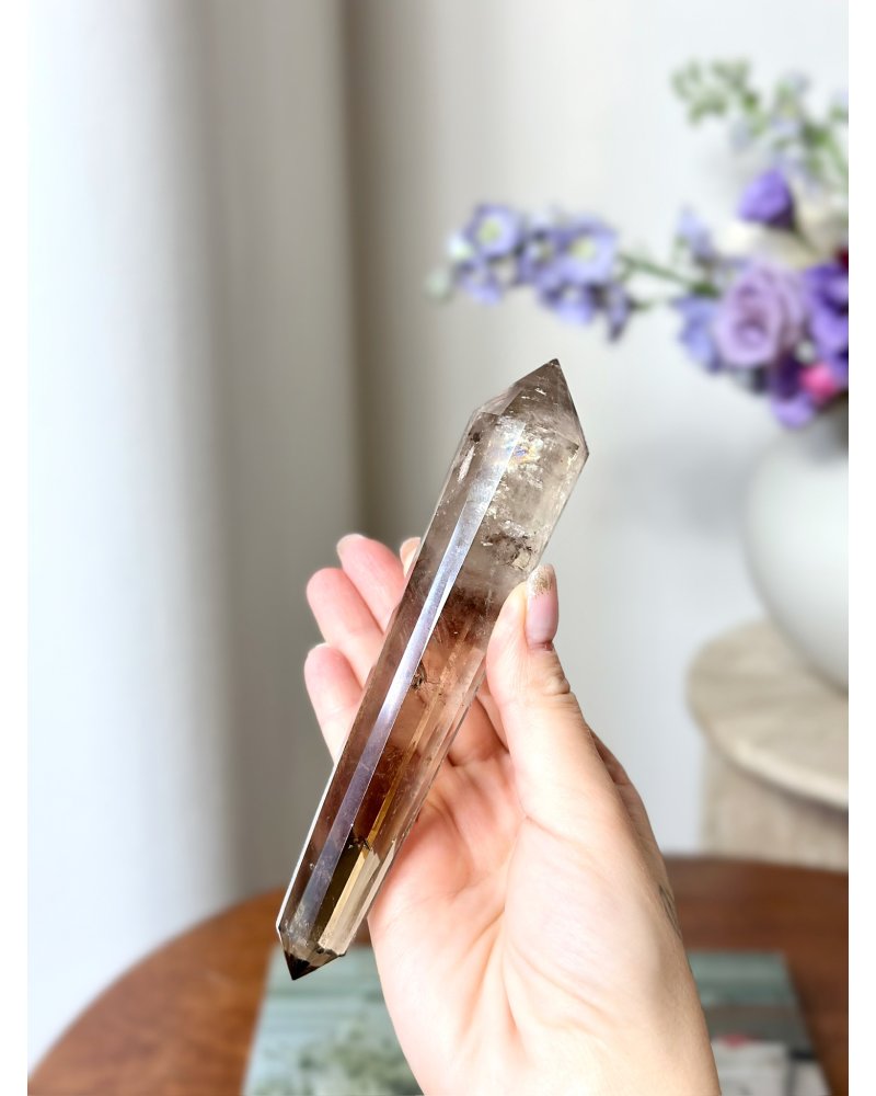 Křišťál se záhnědou energetický vogel Brazílie 166g