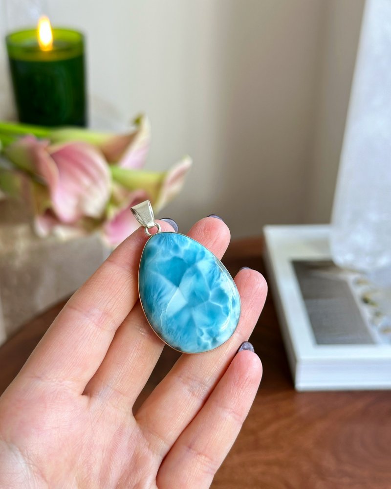 Přívěšek larimar medailon 4cm Dom.rep. 20g