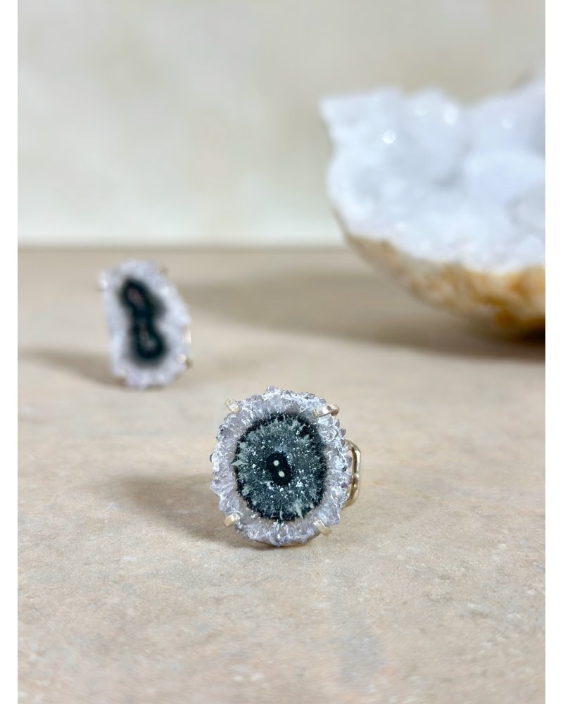 Ametyst prsten silver se stalactitem Brazílie