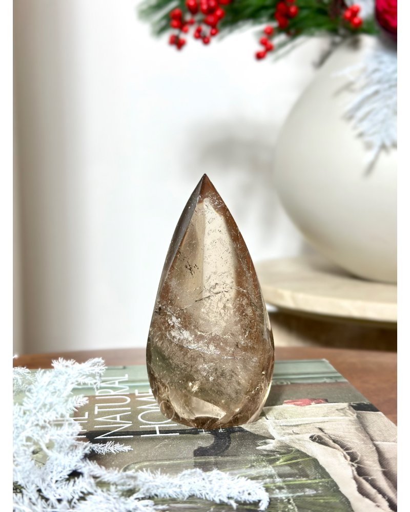 Leštěná záhněda plamen s duhou Brazílie 333g