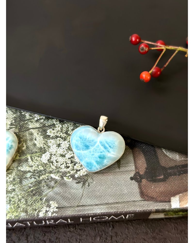 Přívěšek larimar srdce Atlantidy, postříbřený Dominik.rep. 16g