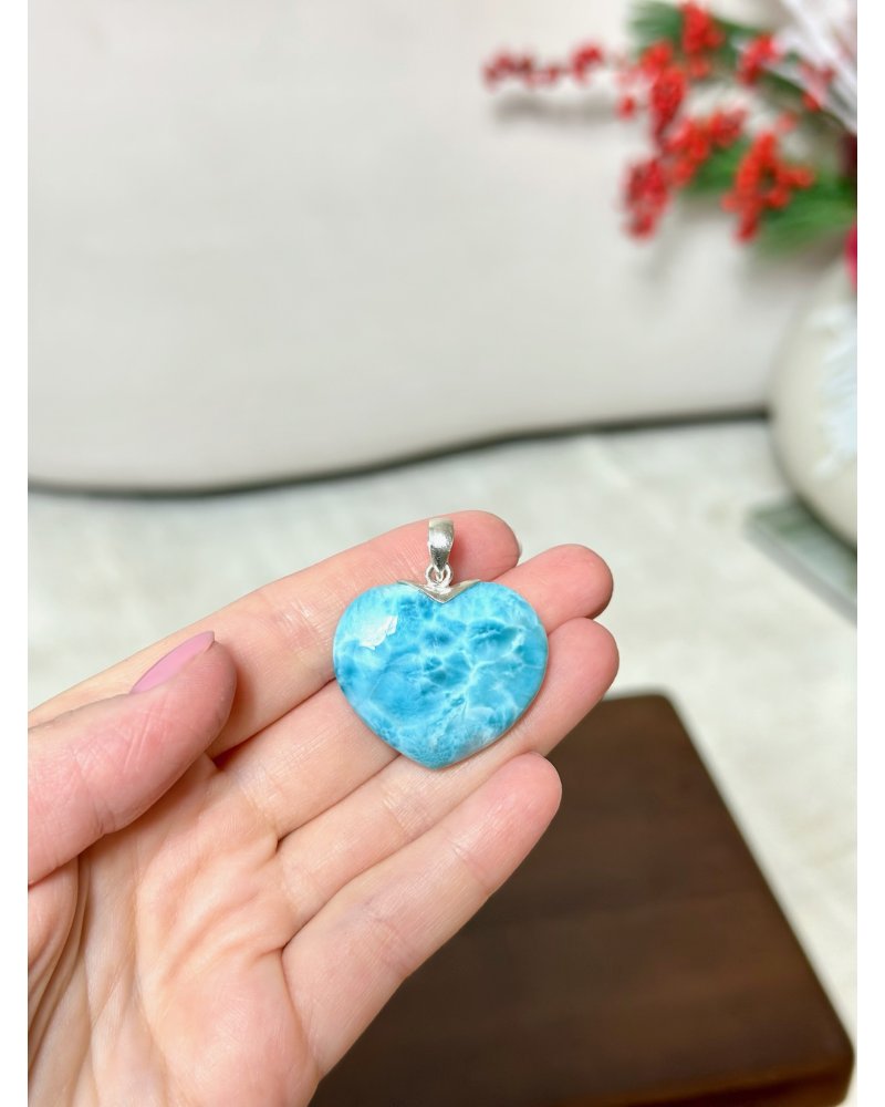 Přívěšek larimar leštěné srdce postříbřený Dominik.rep. 13g