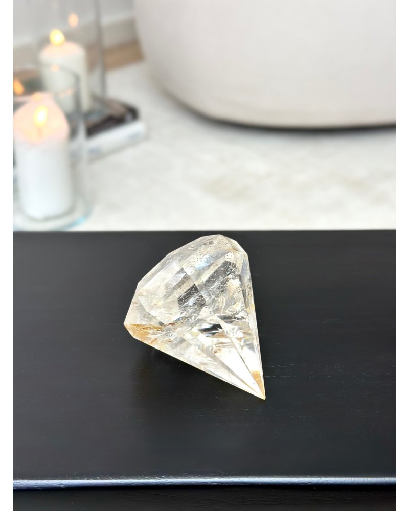 Křišťál a zlatý léčitel broušený diamant Brazílie 242g AAA