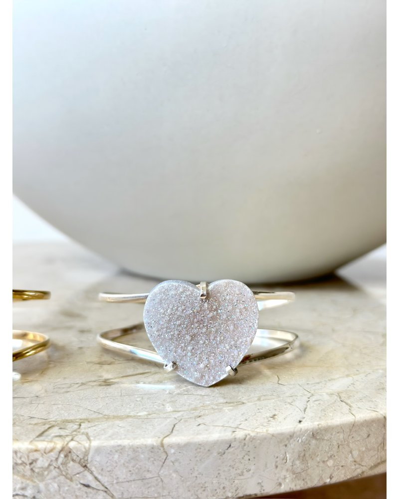 Náramek se srdcem aqua aura silver Brazílie