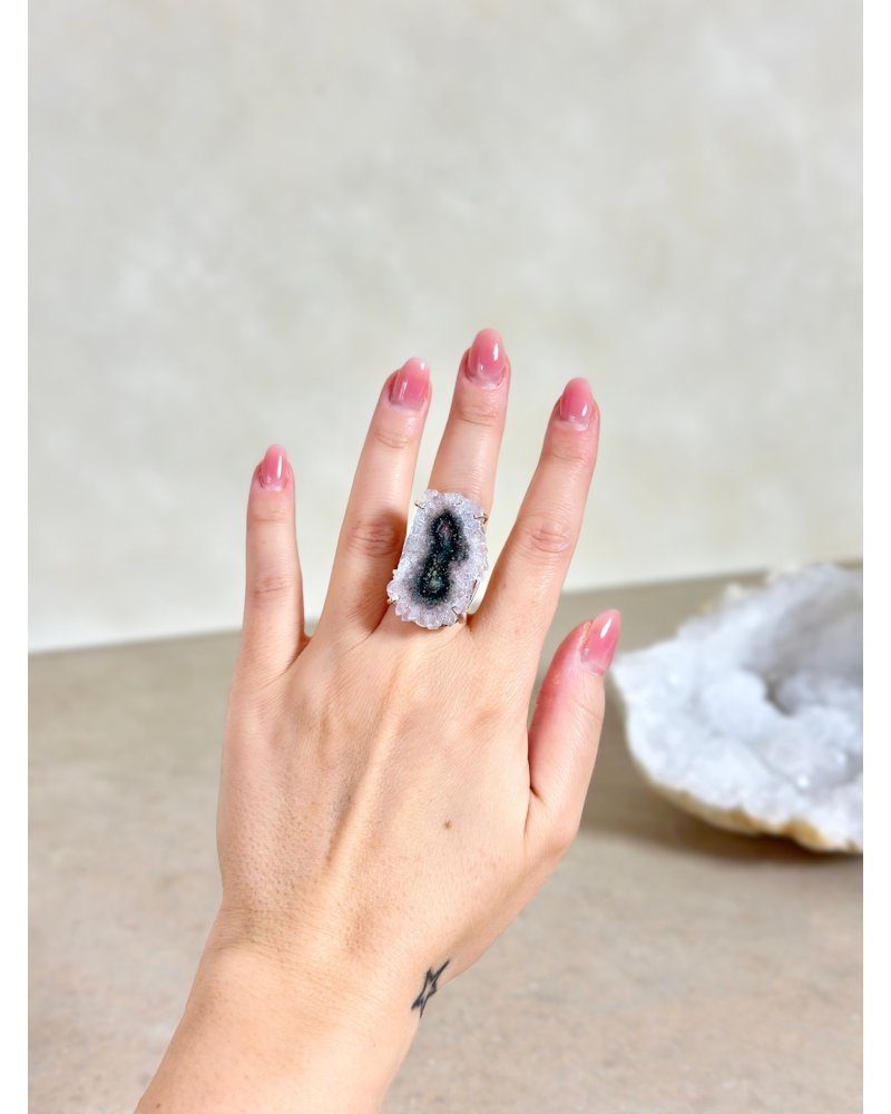 Ametyst prsten silver se stalactitem Brazílie