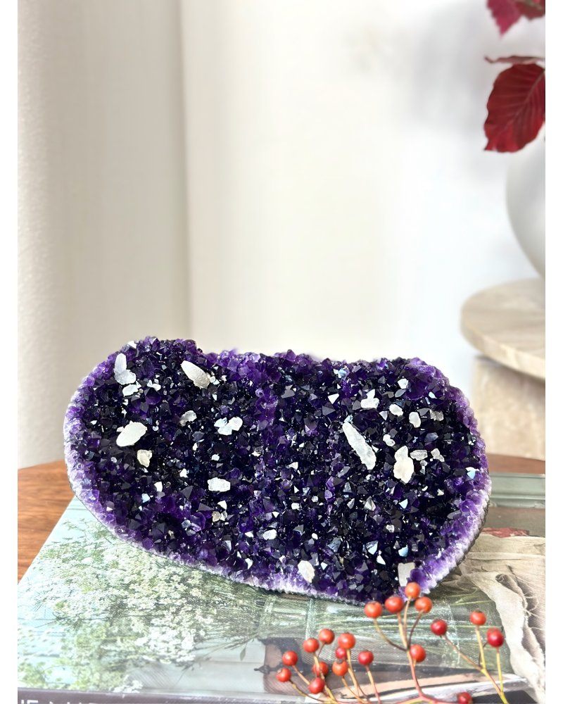 Drúza ametyst s kalcitem Brazílie 1,5kg TOP