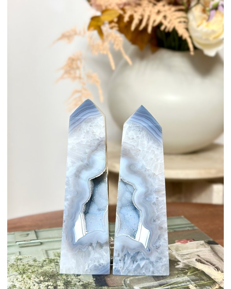 Achátový obelisk párový set 2ks Brazílie 1,2kg AAA