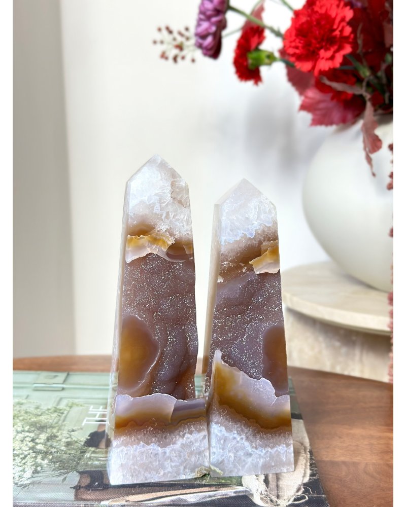 Achátový obelisk párový set 2ks Brazílie 1,6kg AAA