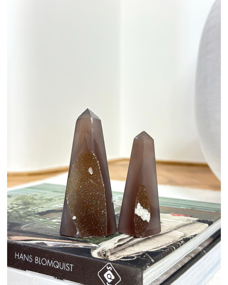 Achátový obelisk párový set 2ks Brazílie 184g