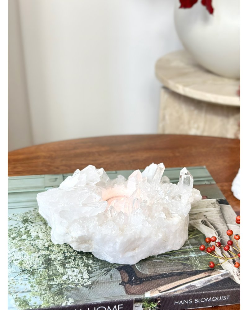 Drůza křišťálu podstavec na svíčku Brazílie 1,2kg