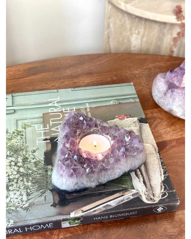 Ametyst drůza podstavec na svíčku Brazílie 663g