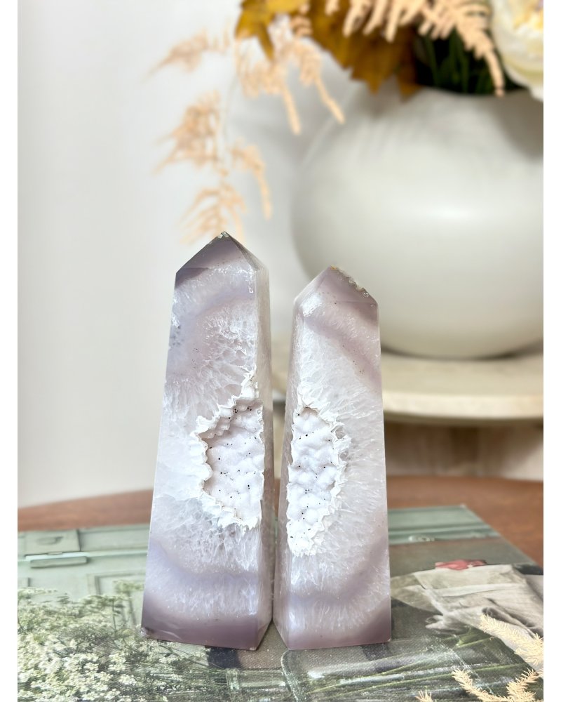 Achátový obelisk párový set 2ks Brazílie 604g AAA