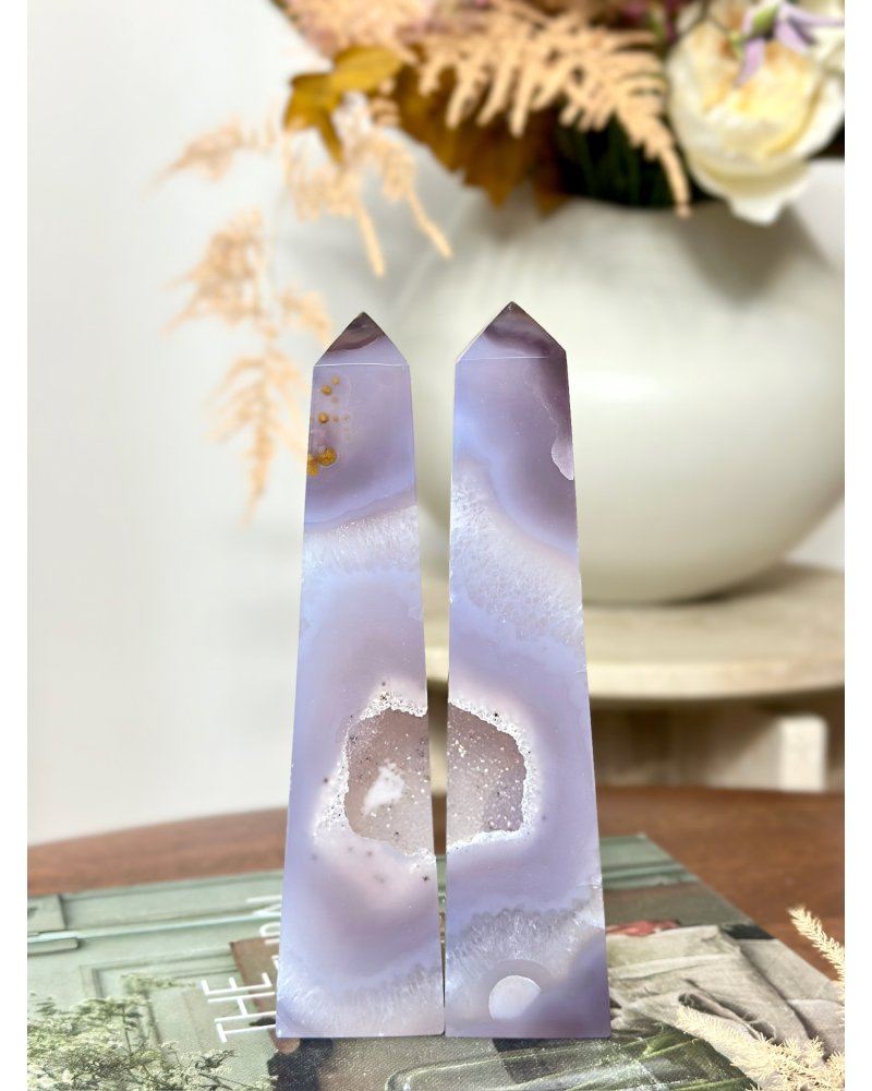 Achátový obelisk párový set 2ks Brazílie 724g AAA