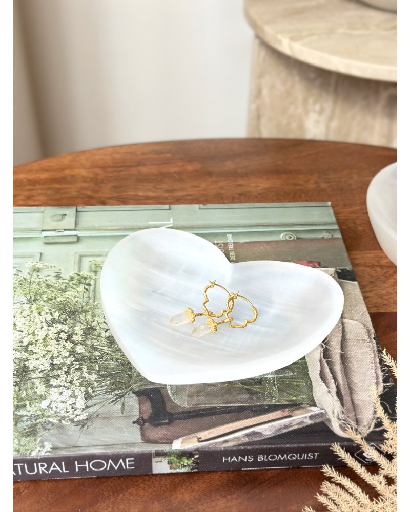 Selenitová miska srdce Maroko 15cm 321g