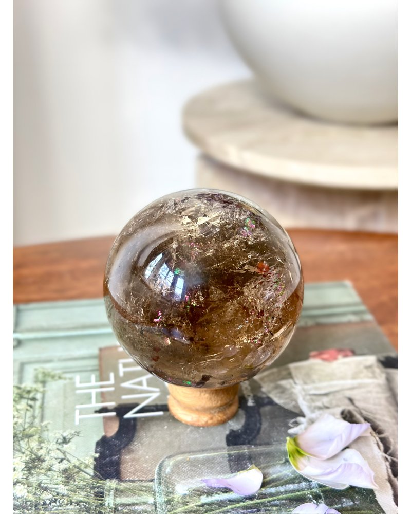 Záhněda leštěná koule s duhou Brazílie 781g AAA