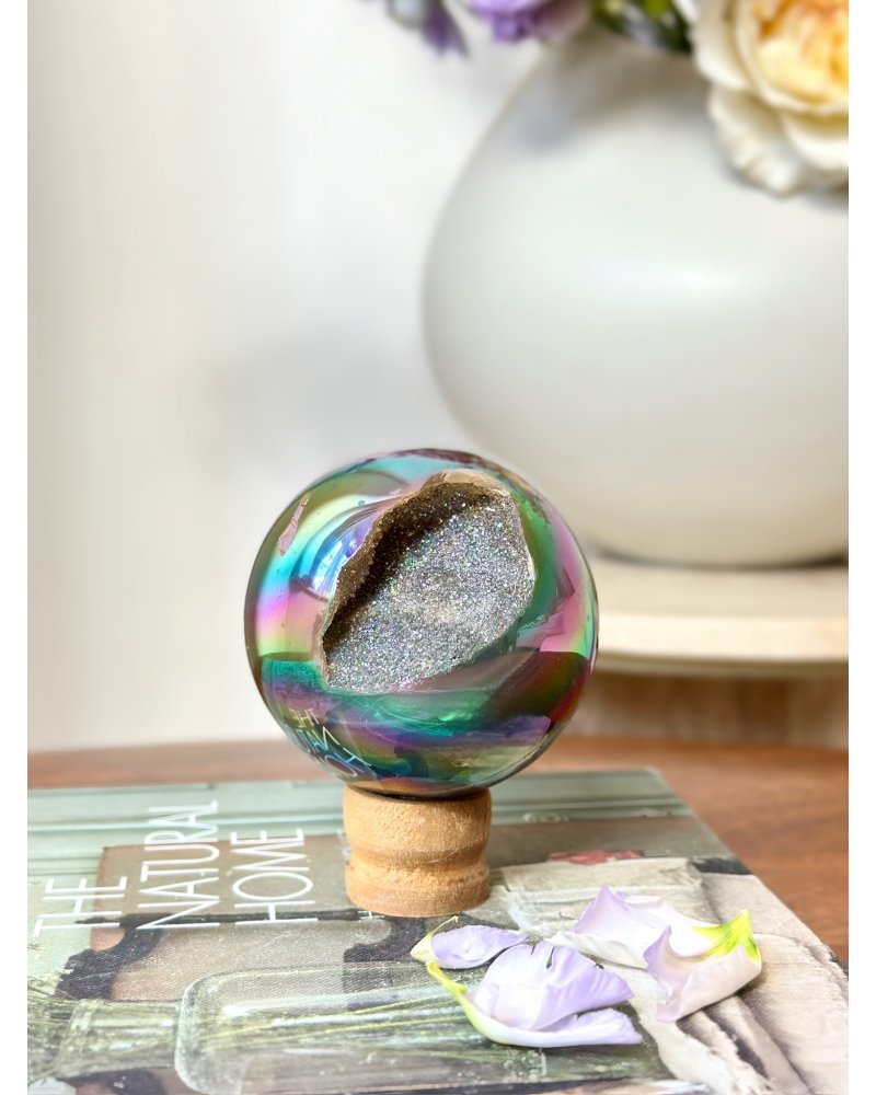 Achátová koule s dutinou aura Brazílie 576g