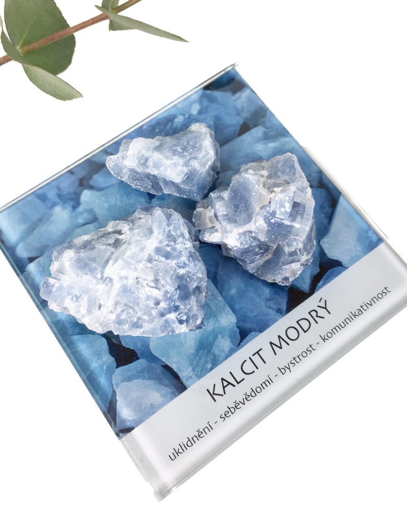 Modrý kalcit surový minerál dekorační set