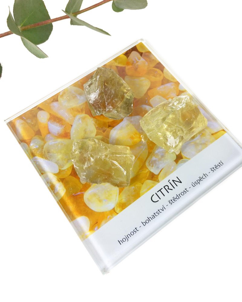 Citrín surový minerál dekorační set