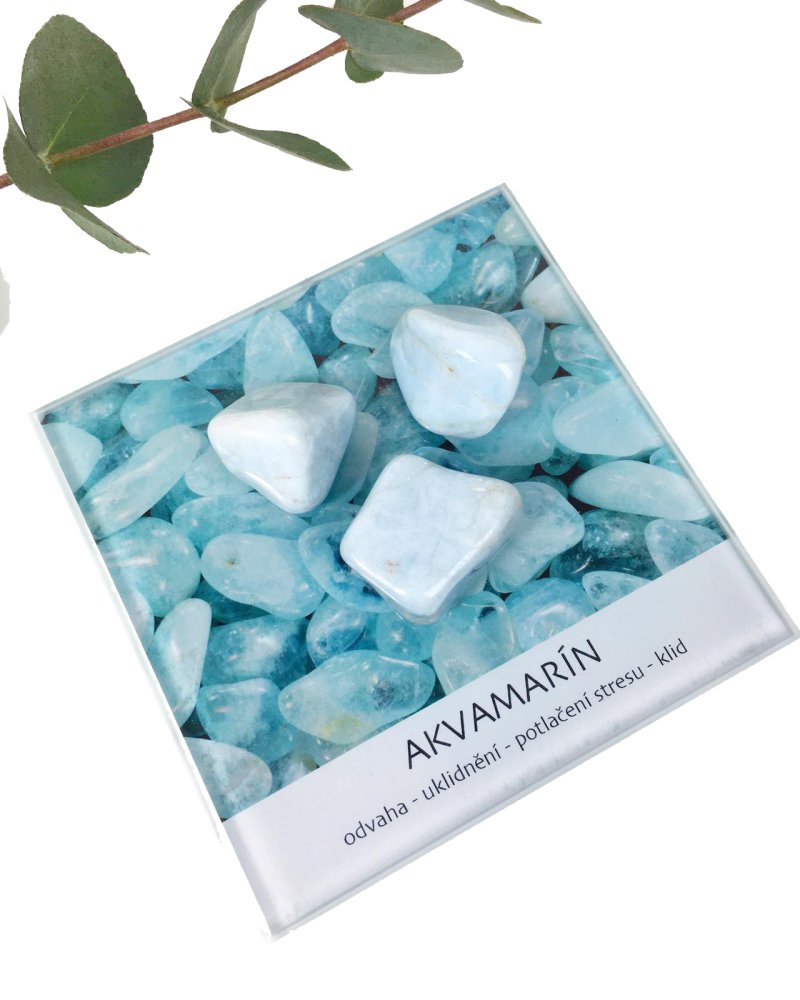 Akvamarín kámen minerál dekorační set