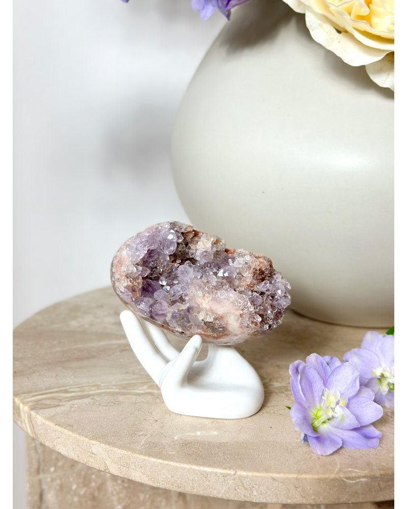 Růžový ametyst leštěná geoda Brazílie 292g