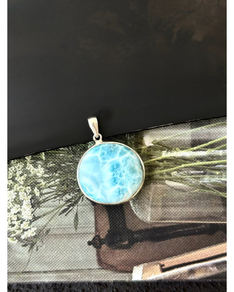 Přívěšek larimar medailon 3,2cm Dom.rep. 19g