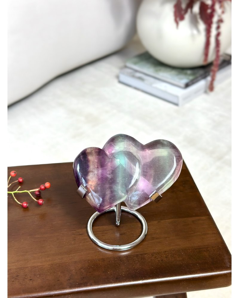 Fluoritové dvojité srdce leštěné 327g