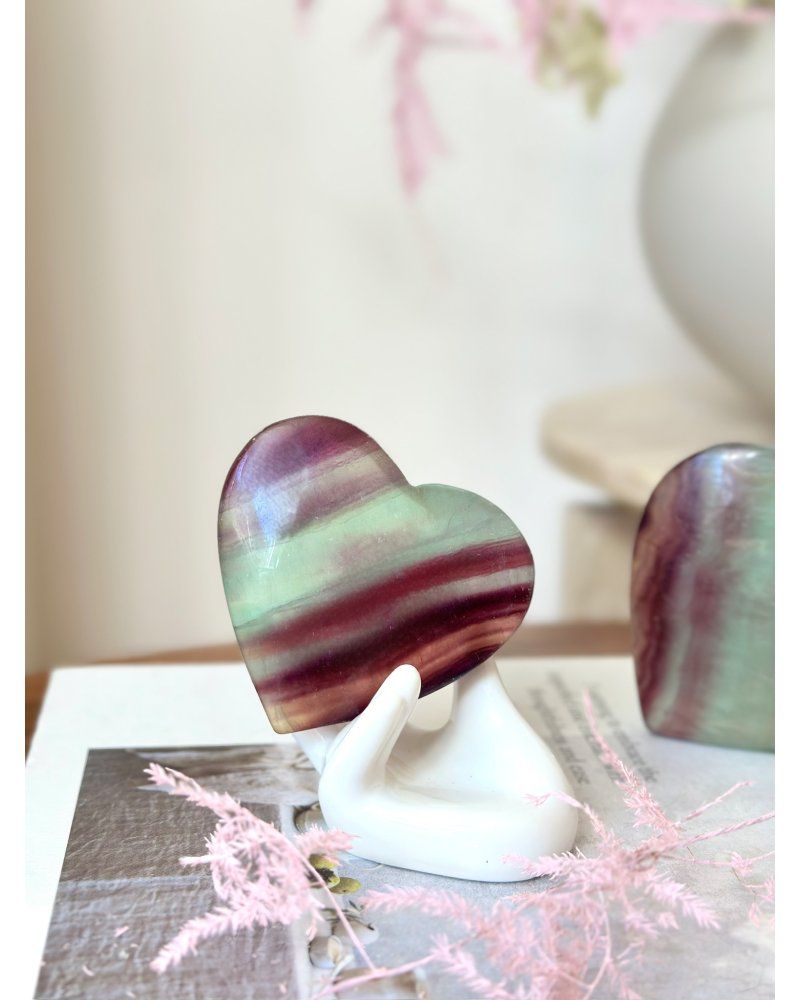 Fluoritové srdce leštěné 7cm 163g