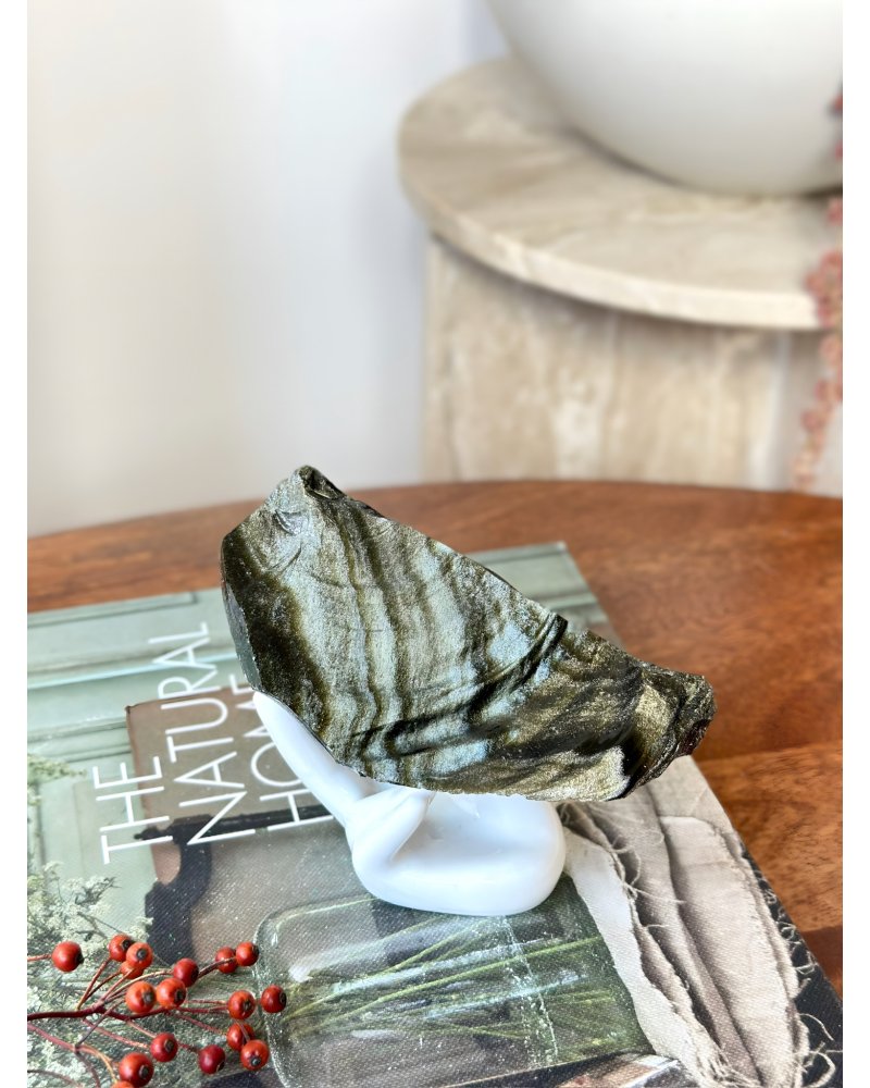 Minerál zlatý obsidián surový Mexiko 289g