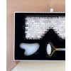 Dárkový masážní set roller, gua sha a maska z jadeitu bílého