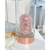 Skleněná lahev rose gold s minerálem růženín