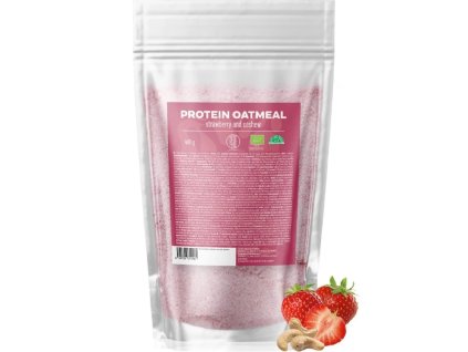 BrainMax Pure Proteínová ovsená kaša jahodová s kešu BIO 480 g