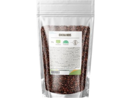 BrainMax Pure Cocoa Nibs, Drvené Kakaové Bôby, Nepražené, RAW, BIO, 250 g
