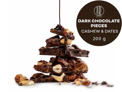 BrainMax Pure Lámaná čokoláda horká, kešu a datle, BIO, 200 g