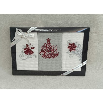 Vafľové utierky s vianočným motívom 8 - set 3 ks