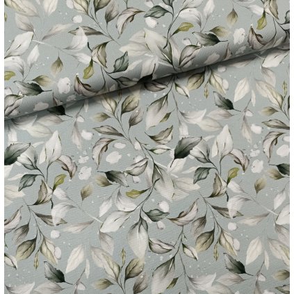 Dekoračná látka kanava zelené listy digital