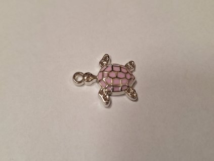 Přívěsek želva 28x24 mm růžová