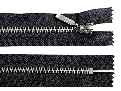 Kovový zip - jeansový šíře 6 mm délka 14 cm černý