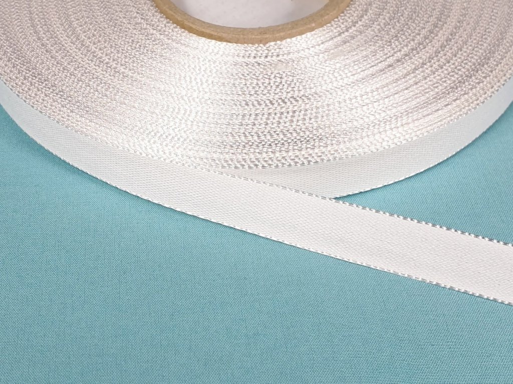 Plátnová stuha záčistková 12 mm - bílá