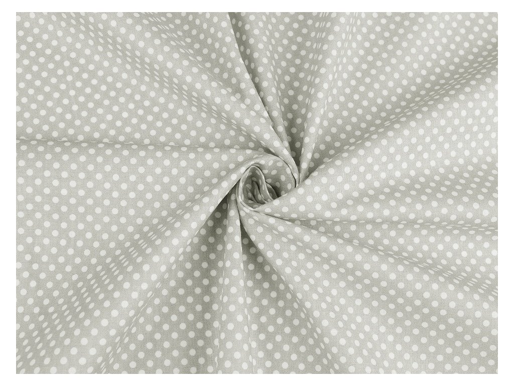 Bavlněné plátno - Puntík 3 mm na světle šedé