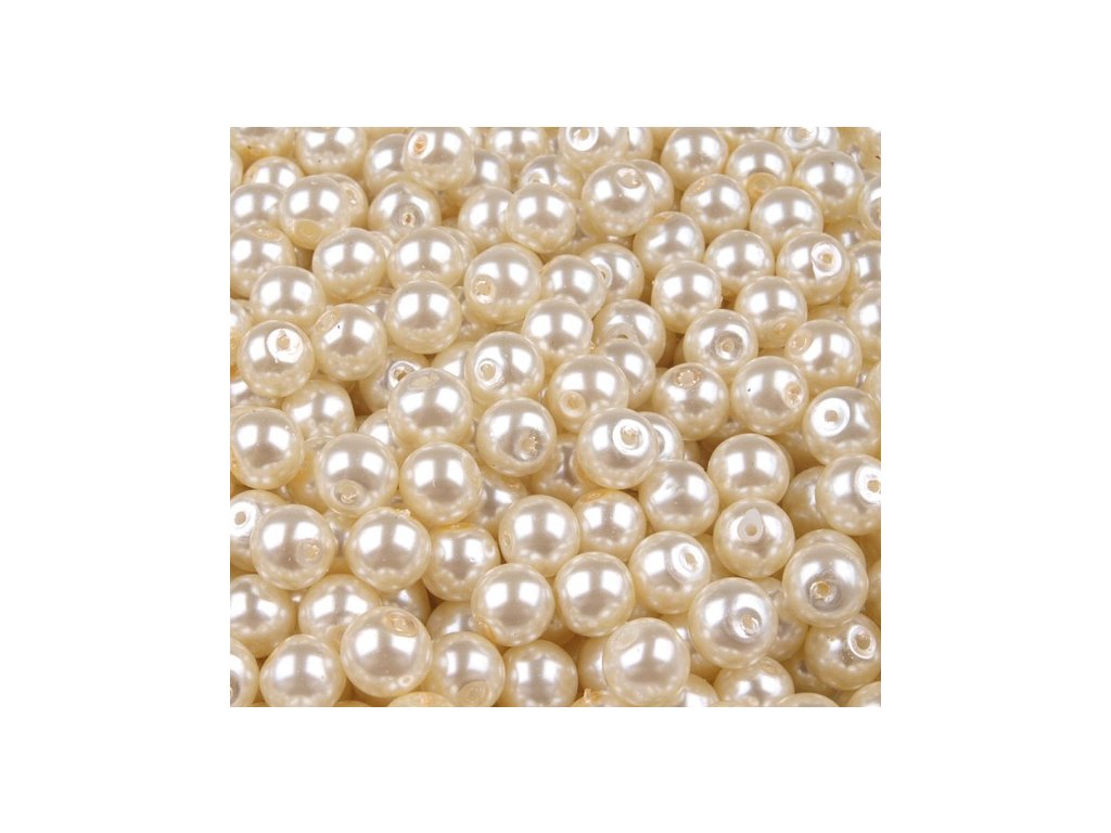 Voskované perly 6mm kulička (50ks) - krémové