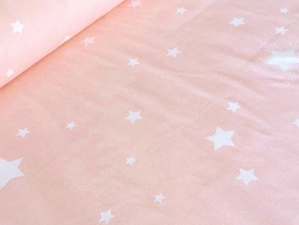 Bavlněné plátno - Hvězdy na baby růžové