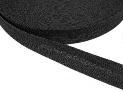 Šikmý proužek bavlněný šíře 14 mm - černý