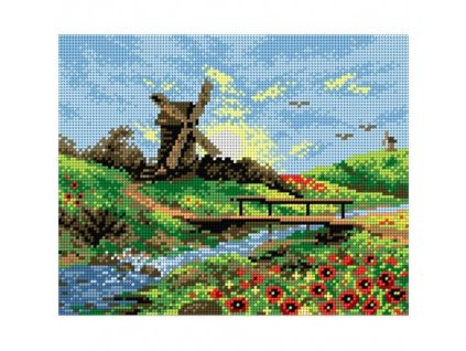 Předloha vyšívací 24 x 30 cm - Větrný mlýn