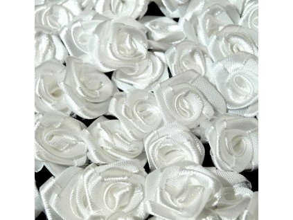 Růžička saténová 12 mm (10 kusů) - bílá